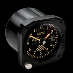 Limited Edition Replica hoogtemeter instrument bureauklok met retro wijzerplaat in matzwarte afwerking