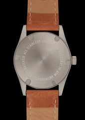 Elvia 1950s patroon 25 juwelen automatisch, 200m waterbestendig horloge met retro lichtgevende verf, saffierglas en kalfsleren band