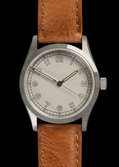 Elvia 1950s patroon 25 juwelen automatisch, 200m waterbestendig horloge met retro lichtgevende verf, saffierglas en kalfsleren band