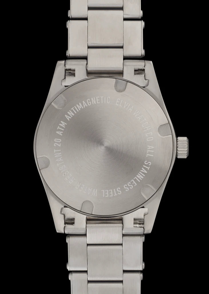 Elvia 1950s patroon 25 juwelen automatisch, 200m waterbestendig horloge met retro lichtgevende verf, saffierglas en een retro 1950s stijl armband