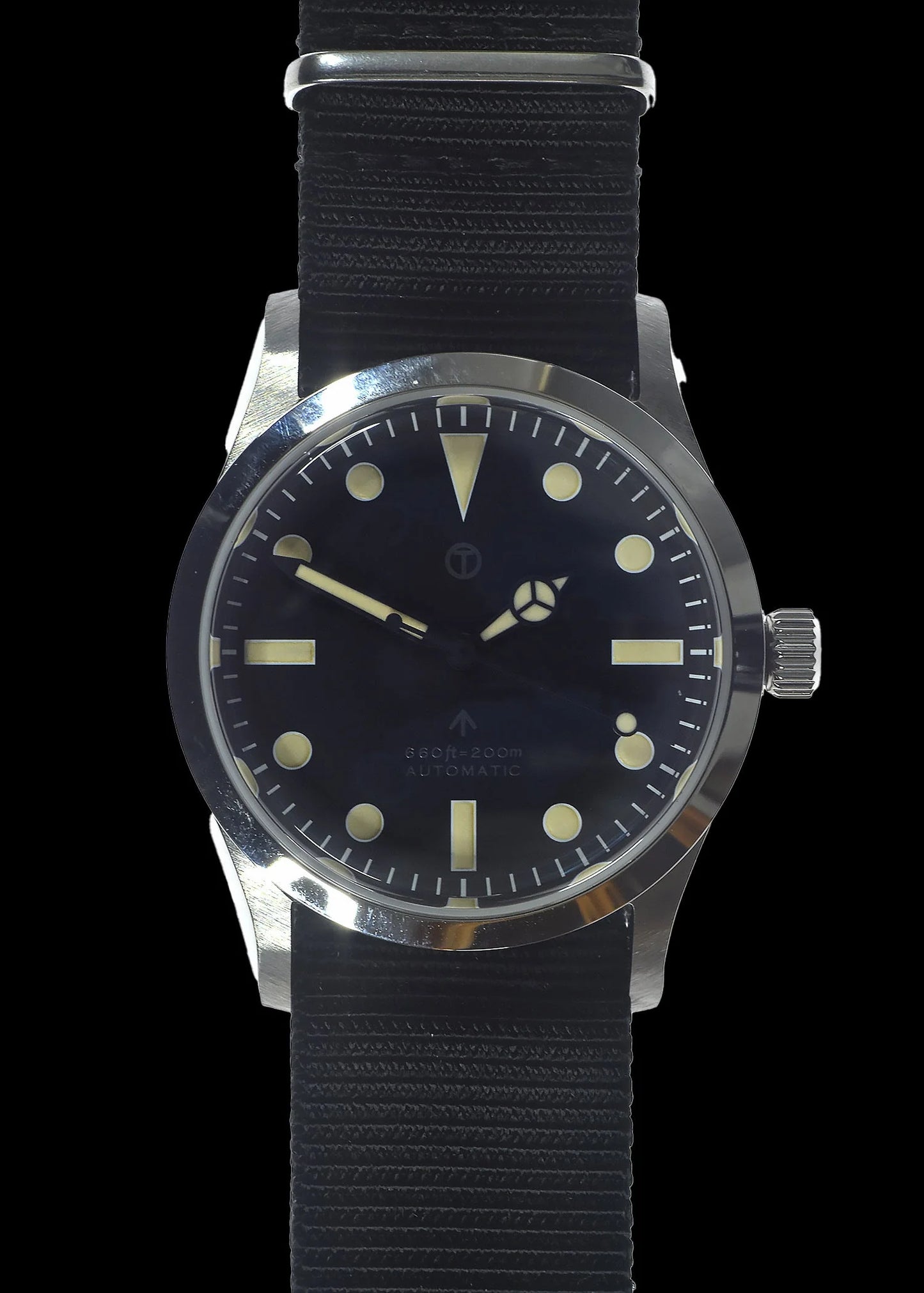 Military Watch Company 1950/1960 25 Juwelen Automatisch horloge met Retro Wijzerplaat en Saffierglas en 2x NATO horlogeband