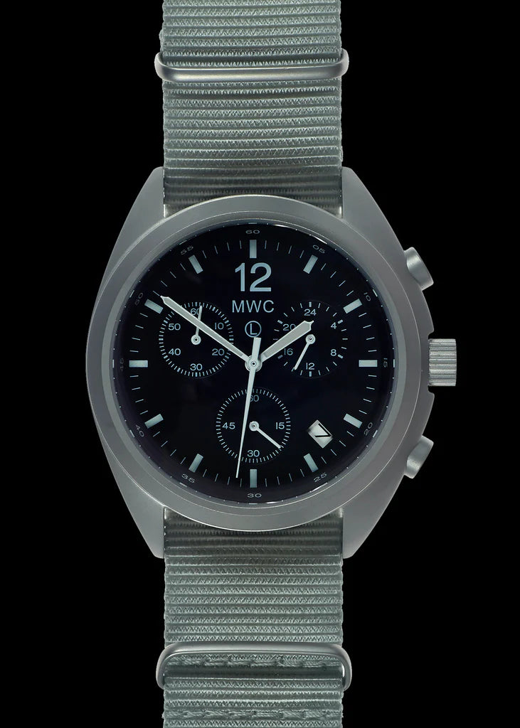 MWC NAVO Patroon Roestvrij Staal Hybride Militaire Piloten Chronograaf met Saffier Kristal