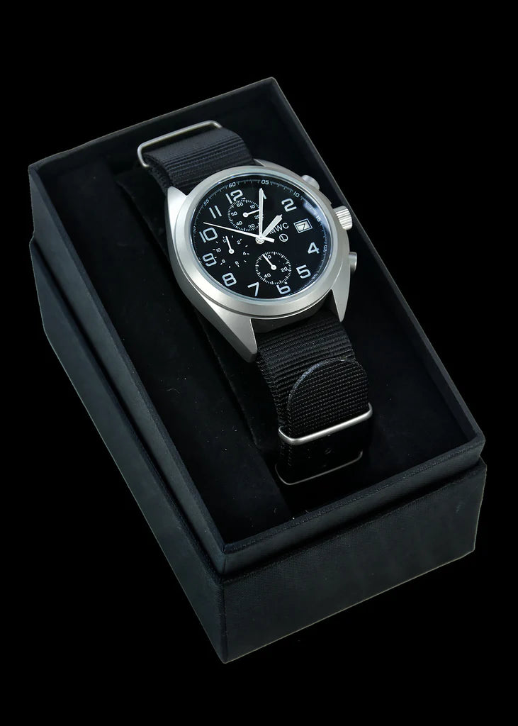 MWC NAVO Patroon Roestvrij Staal Hybride Militaire Piloten Chronograaf met Saffier Kristal