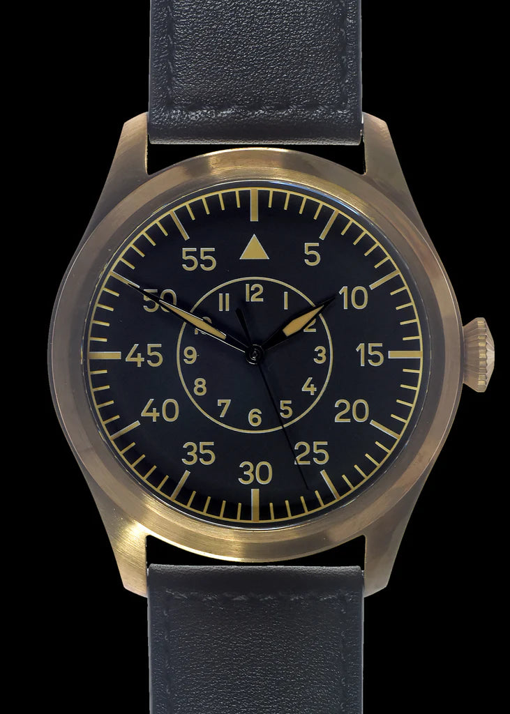 MWC Classic 46mm Limited Edition Bronze XL Luftwaffe-patroon Militaire pilotenhorloge met saffierglas (Retro wijzerplaatversie)