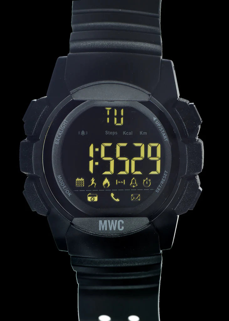 MWC Digitaal Multifunctioneel Militair Smartwatch met Bluetooth, Stappenteller, 100m (330ft) Waterbestendigheid, Afstandsbediening Camera en Android / iOS Compatibiliteit