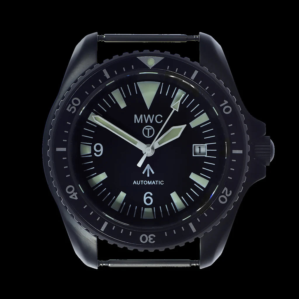 MWC 1999-2001 Patroon Zwart PVD Automatisch Militair Duikhorloge - Saffierglas en 60 Uur Gangreserve