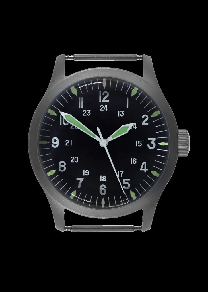 MWC GG-W-113 Klassiek horloge uit de jaren 60/70, Amerikaans patroon, Vietnamoorlog, met een hybride mechanisch/kwarts-hybride uurwerk en 100 m waterbestendigheid