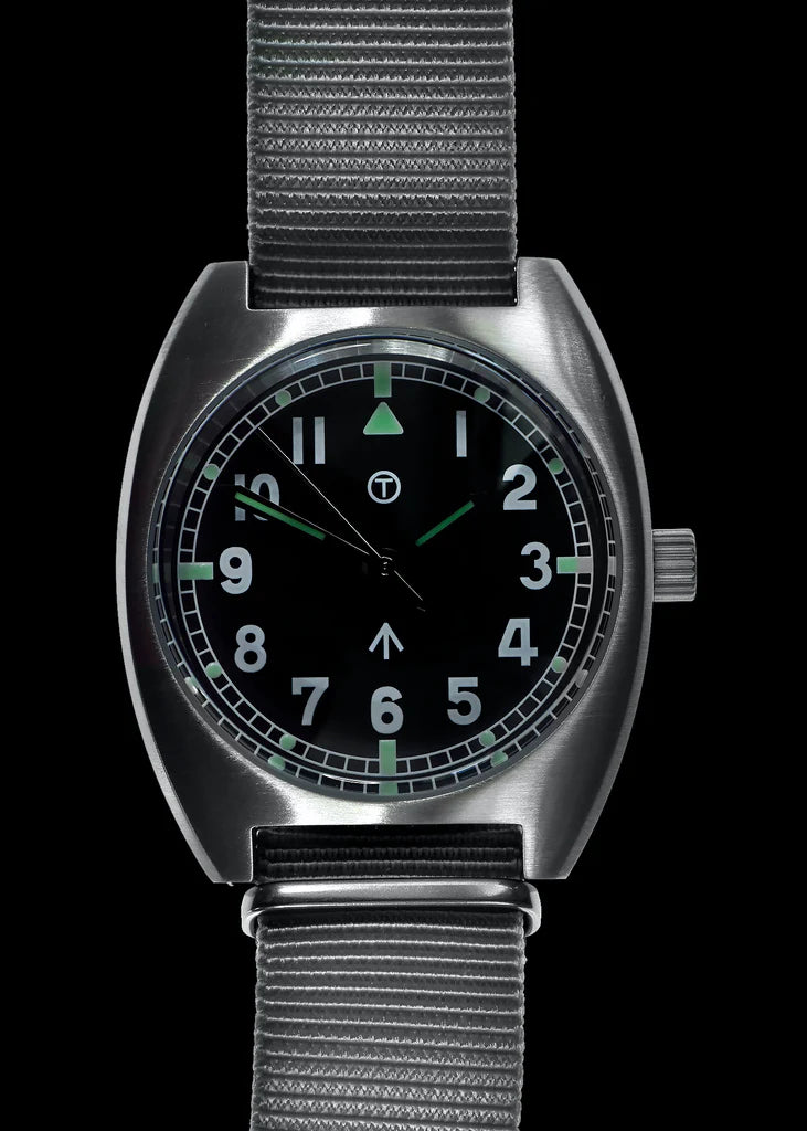 MWC W10 1970's Patroon (merkloze wijzerplaat) Hybride Quartz/Mechanisch Militair Horloge met 100m Waterbestendigheid