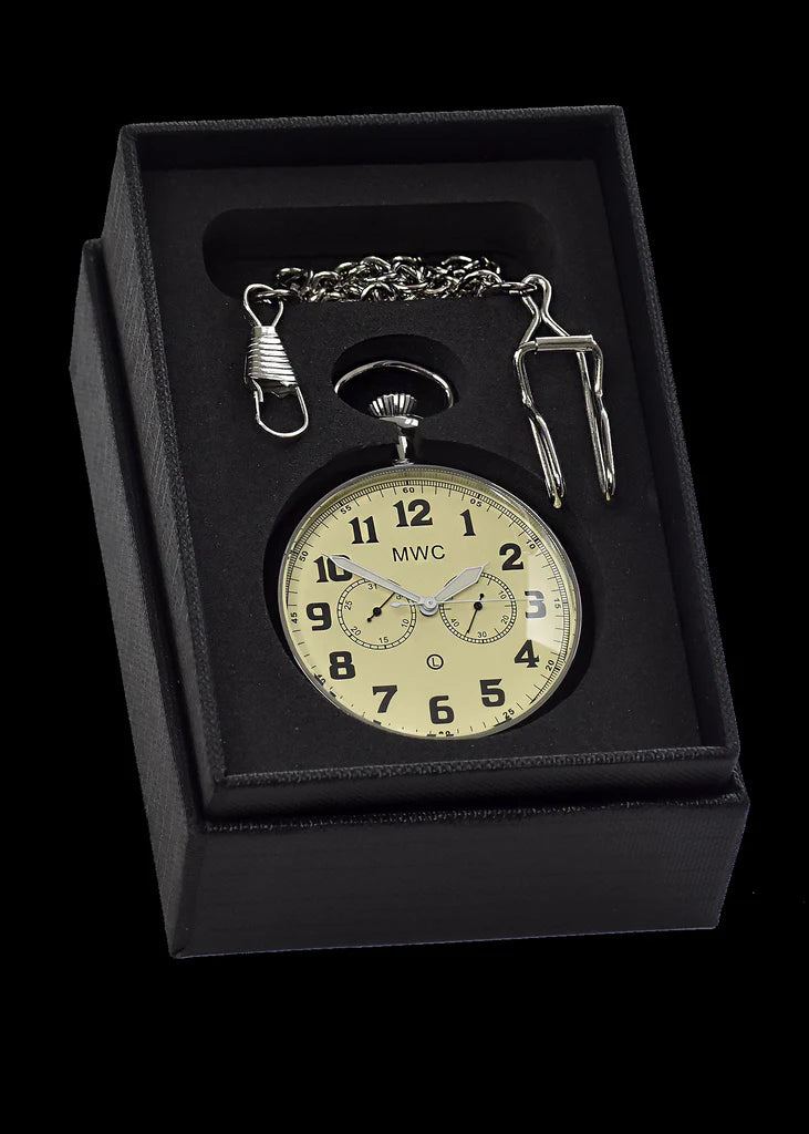 Algemeen dienstplichtig militair zakhorloge (hybride uurwerk met crème wijzerplaat)
