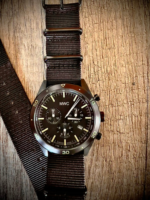 Limited Edition MWC 100m waterbestendige Zwitserse luchtvaartpiloten chronograaf (coverte PVD-afwerking)