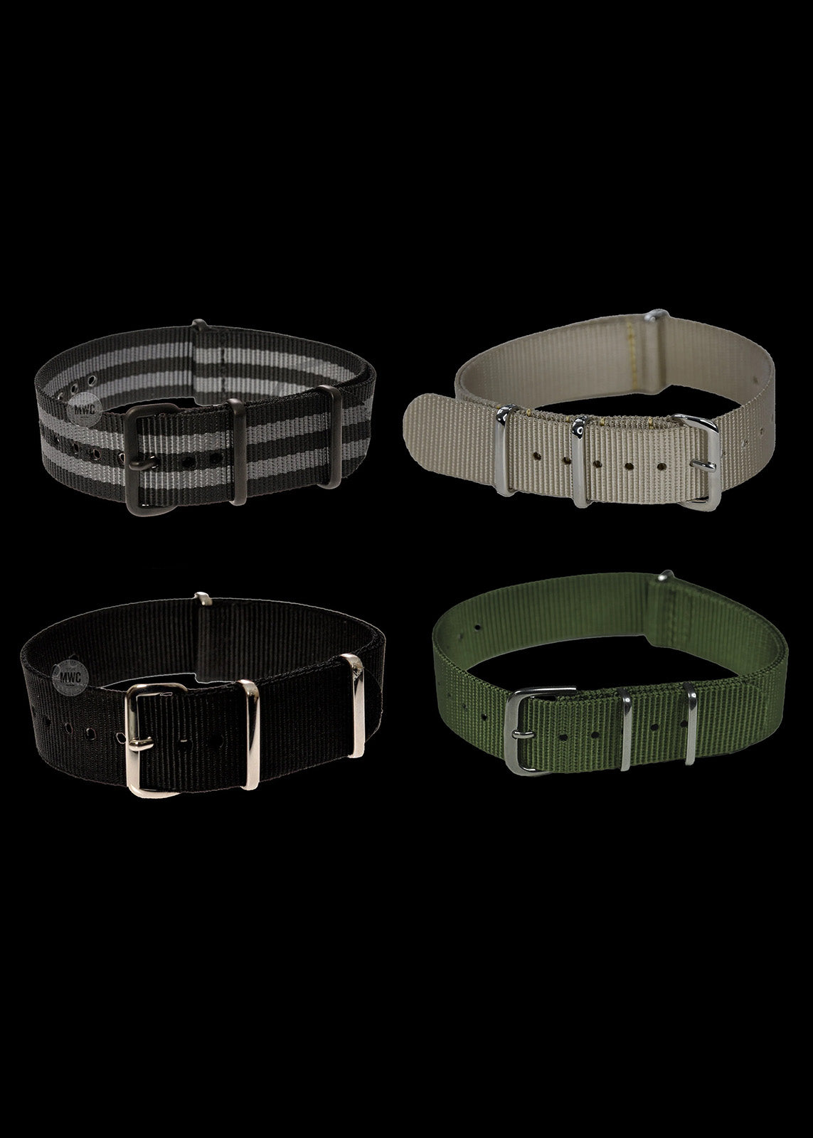 4 x Militaire 18mm NATO nylon horlogeband