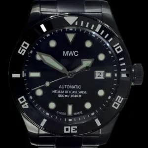 MWC Swiss Made 500m (1640ft) waterbestendig automatisch duikhorloge in zwart PVD roestvrij staal met saffierglas