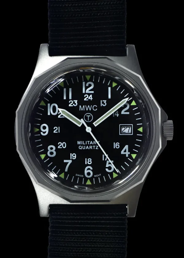 MWC G10 - Remake van de serie 1982 tot 1999 horloge in roestvrij staal met plexiglas acryl kristal 12/24 uur wijzerplaatformaat en batterijklep
