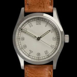 Elvia 1950s patroon 25 juwelen automatisch, 200m waterbestendig horloge met retro lichtgevende verf, saffierglas en kalfsleren band