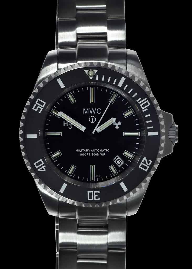 MWC 21 Jewel 300m Automatisch Militair Duikhorloge op Armband met Tritium GTLS, Saffierglas en Keramische Lunette