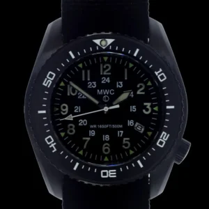 MWC 500m (1640ft) waterbestendig zwart PVD stalen automatisch duikershorloge met 12/24 wijzerplaat, saffierglas, keramische lunette en heliumventiel