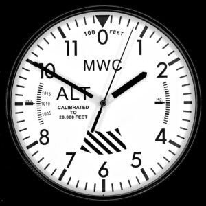 MWC Limited Edition Altimeter Wall Clock with White Dial, Si