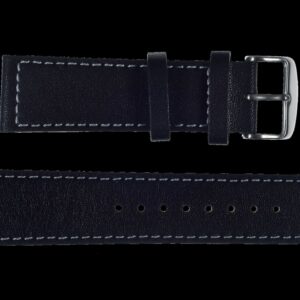24mm MWC Branded Black Leather Horloge Strap with Stainless