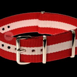 20mm “Red and White” NATO Militair Horloge Strap – Authentie