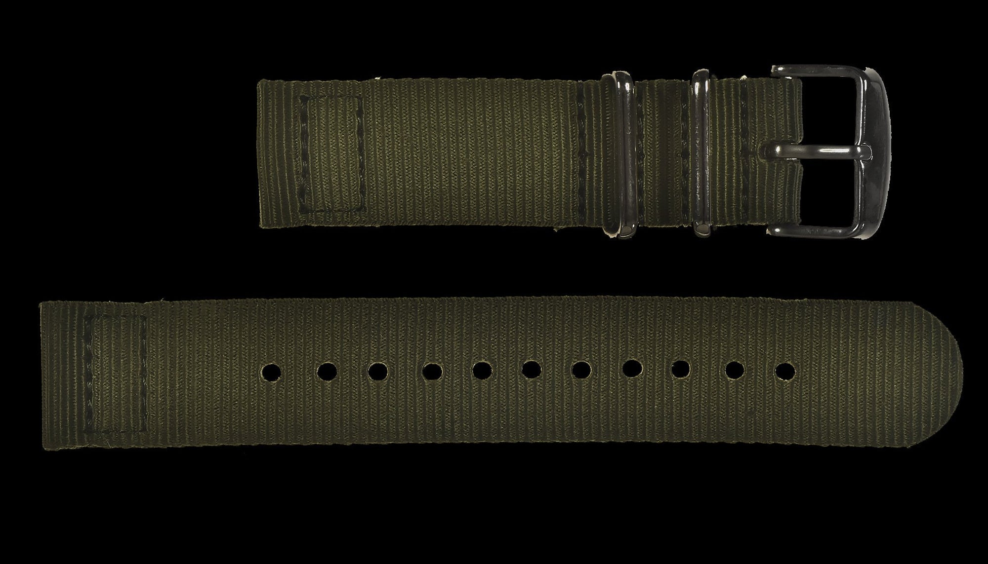 2 Piece 22mm Olive NATO Militair Horloge Strap in Ballistic Nylon with Stainless Steel Fasteners – Authentiek Militair Design