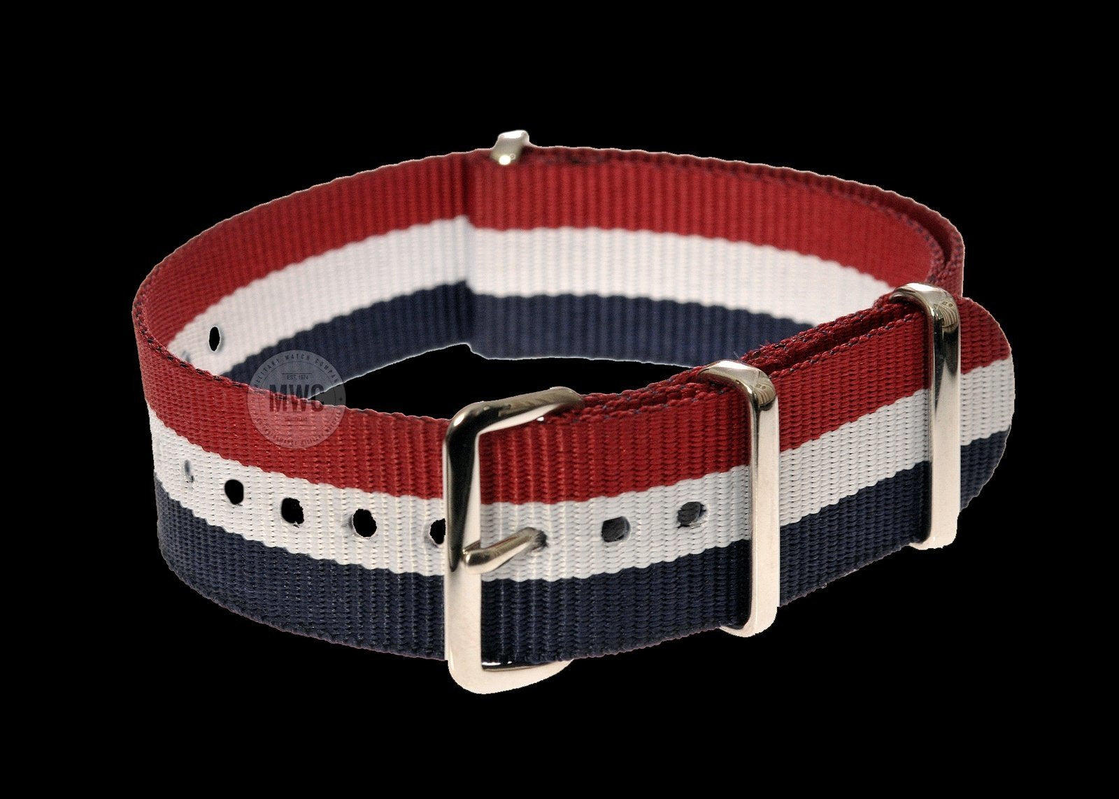 20mm Blue, White and Red NATO Militair Horloge Strap – Authe