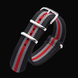 20mm Black, Grey and Red NATO Militair Horloge Strap – Authe