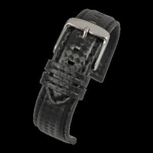18mm Premium Black Carbon Fibre Horloge Strap with Matching