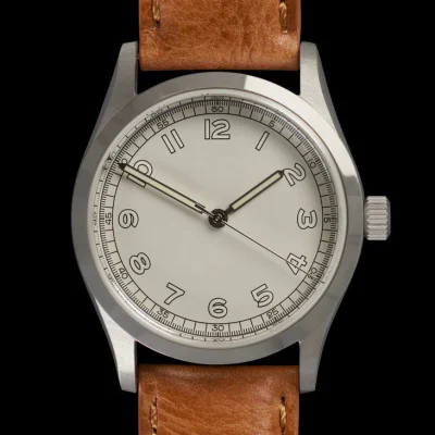 Elvia 1950s patroon 25 juwelen automatisch, 200m waterbestendig horloge met retro lichtgevende verf, saffierglas en kalfsleren band