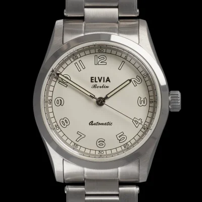 Elvia 1950s patroon 25 juwelen automatisch, 200m waterbestendig horloge met retro lichtgevende verf, saffierglas en een retro 1950s stijl armband