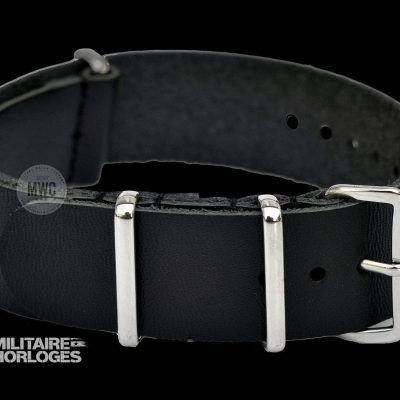 18mm Black Leather NATO Militair Horloge Strap