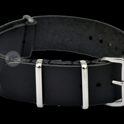 20mm Black Leather NATO Militair Horloge Strap