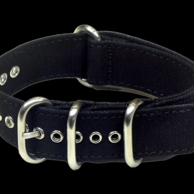 Black 22mm Retro Pattern Canvas One Piece Strap – Authentiek Militair Design