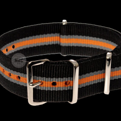 18mm Black, Grey and Tangerine NATO Militair Horloge Strap – Authentiek Militair Design