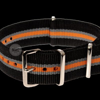 18mm Black, Grey and Tangerine NATO Militair Horloge Strap –