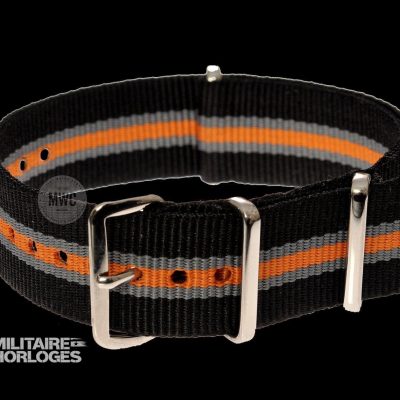20mm Black, Grey and Tangerine NATO Militair Horloge Strap