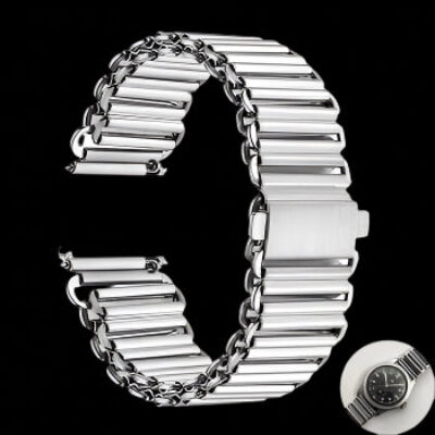 18mm Retro 1940/50s “Bonklip” Style Stainless Steel Bracelet – Ideal for Antique or Retro Style Horlogees – Authentiek Militair Design
