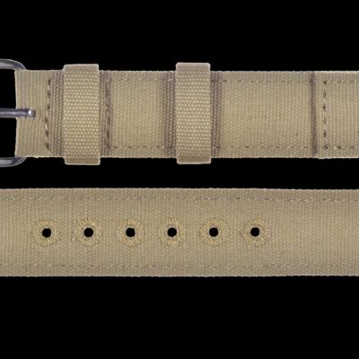 2 Piece Retro Pattern 18mm Khaki Canvas Militair Horloge Strap – The Ideal Strap for Older Militair Horlogees – Authentiek Militair Design