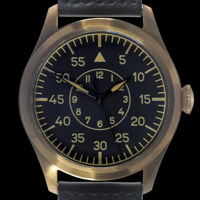 MWC Classic 46mm Limited Edition Bronze XL Luftwaffe-patroon Militaire pilotenhorloge met saffierglas (Retro wijzerplaatversie)