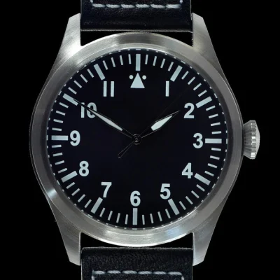 MWC 1940s Pattern Classic 46mm Limited Edition XL Militair Pilotenhorloge met Saffierglas - Met Eenvoudige Achterkant Geschikt voor Graveren