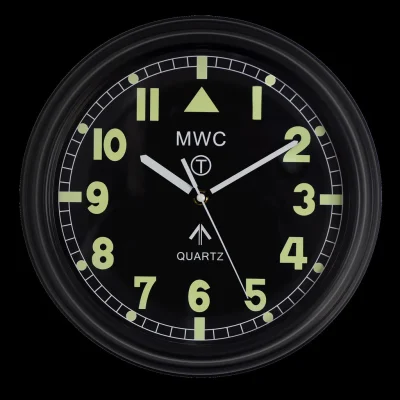 MWC Retro G10-patroon militaire wandklok met stil quartz-uurwerk en snelle secondewijzer (afmeting 30