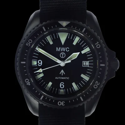 MWC 1999-2001 Patroon Zwart PVD Automatisch Militair Duikhorloge - Saffierglas en 60 Uur Gangreserve