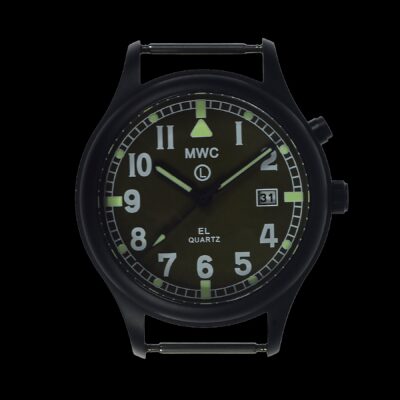 MWC G10EL Black PVD Steel General Service Horloge with Olive Drab Electroluminescent (EL) Backlit Dial – Authentiek Militair Design
