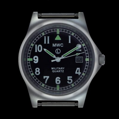 MWC G10 LM Stainless Steel Militair Horloge on Black NATO Strap with Date Window – Authentiek Militair Design
