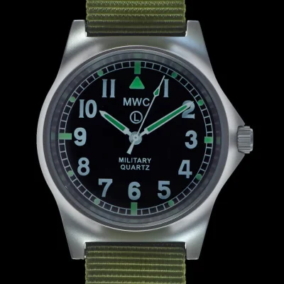MWC G10 LM roestvrij staal niet-datum militair horloge (olijfgroene band)