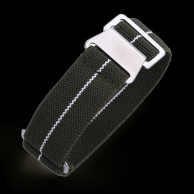 22mm Elasticated French Navy and Special Forces Strap in Green with a White Stripe – Authentiek Militair Design