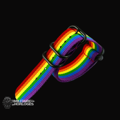 22mm LGBT Rainbow Zulu NATO Militair Horloge Strap in Ballistic Nylon