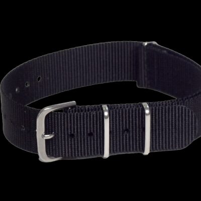 18mm Black NATO Militair Horloge Strap with Matt Stainless Fasteners – Authentiek Militair Design