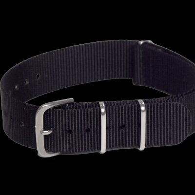 20mm Black NATO Militair Horloge Strap with Matt Stainless Fasteners