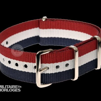 20mm Blue, White and Red NATO Militair Horloge Strap
