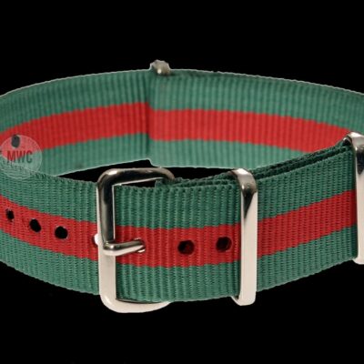 20mm Green and Red NATO Militair Horloge Strap – Authentiek Militair Design